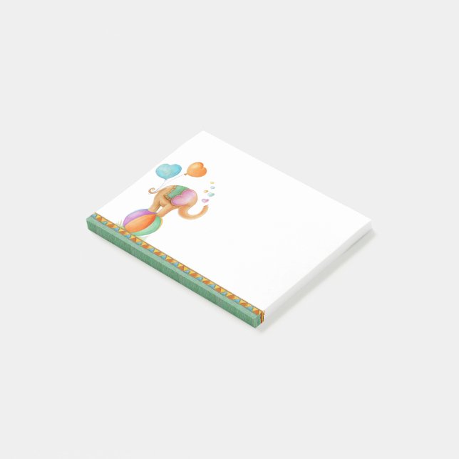 Bloco Post-it Elefante Whimsy em um posto de arte de bola nota (Inclinado)