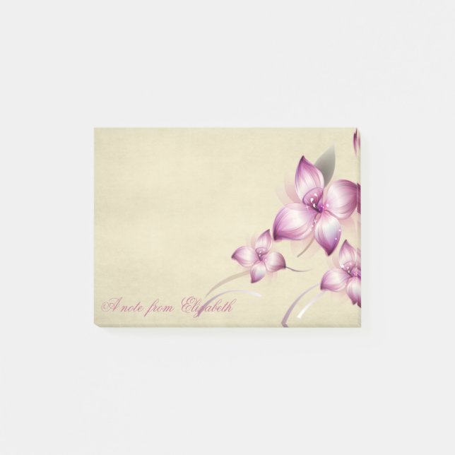 Bloco Post-it Elegante Estilosa Menina ,  Flores (Frente)