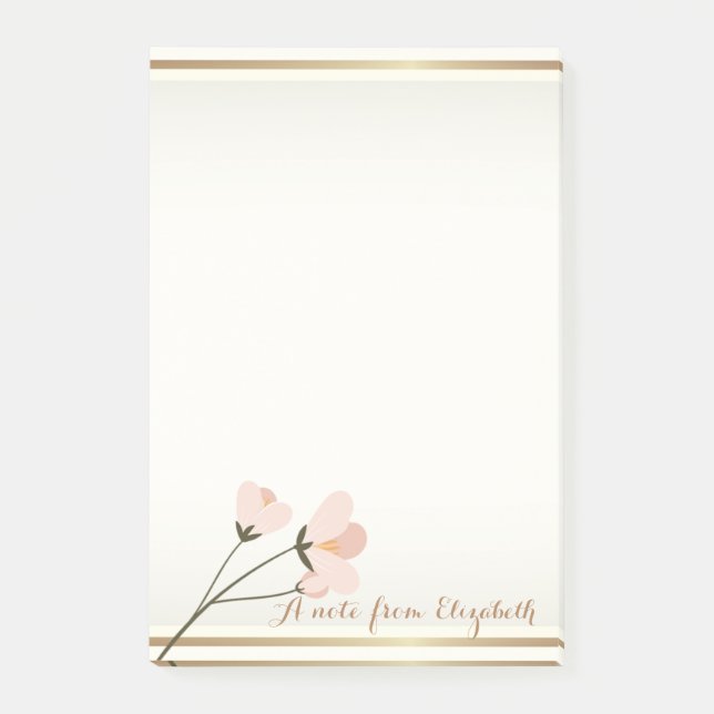 Bloco Post-it Elegante Feminino Estiloso,Flor (Frente)