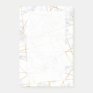 Bloco Post-it elegante pintinho, mármore branco, dourado, geom