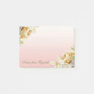 Bloco Post-it Elegantes Rosas Falsas Douradas com Estilo Feminin