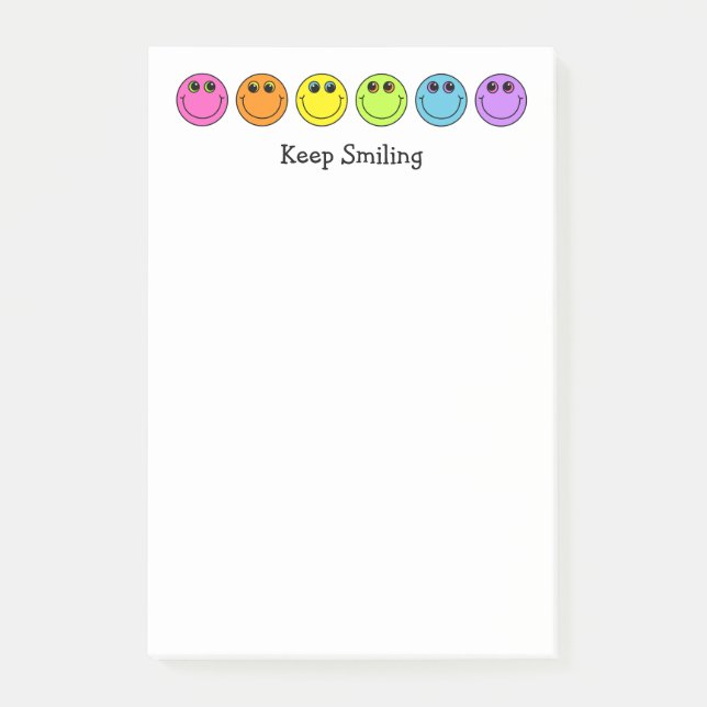 Bloco Post-it Emoji colorido enfrenta mantem-se sorrir (Frente)