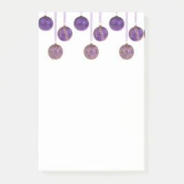 Bloco Post-it Enfeites de Natal Roxo Dourado