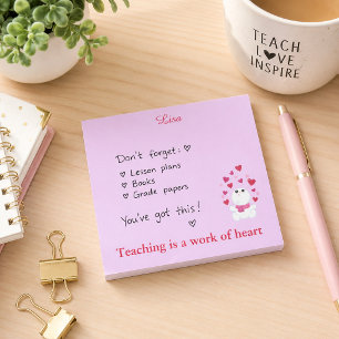 Bloco Post-it Ensinando corações cor-de-rosa