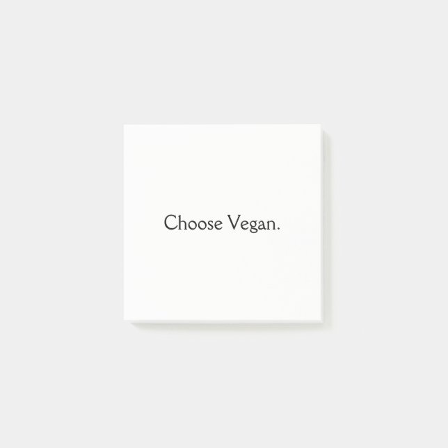 Bloco Post-it Escolha o Vegan: Estilo mínimo (Frente)