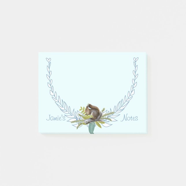 Bloco Post-it Esquilo de Criaturas de Floresta Personalizadas (Frente)