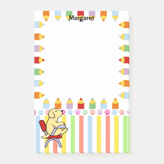 Bloco Post-it Estudante amarelo 1 de Labrador (Frente)