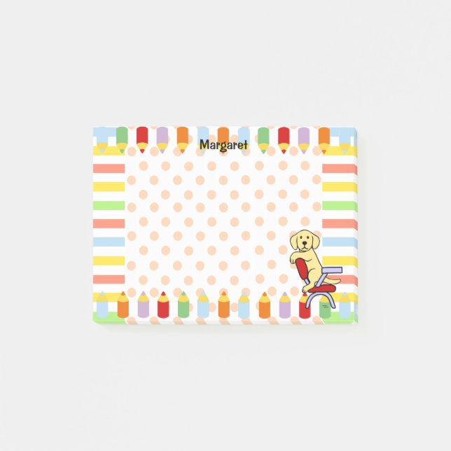 Bloco Post-it Estudante amarelo 3 de Labrador (Frente)