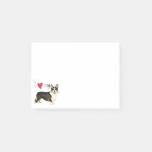 Bloco Post-it Eu amo meu Corgi de Galês do casaco de lã