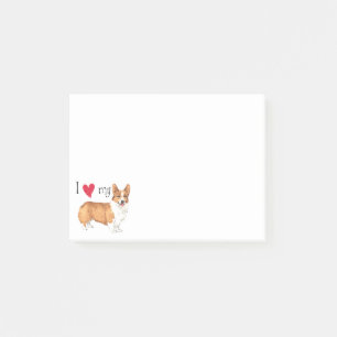 Bloco Post-it Eu amo meu Corgi de Galês do Pembroke