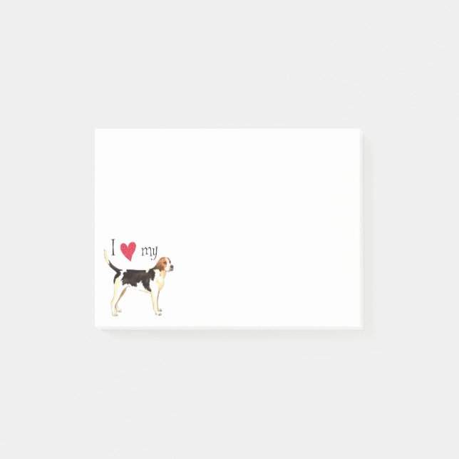 Bloco Post-it Eu amo meu Foxhound inglês (Frente)