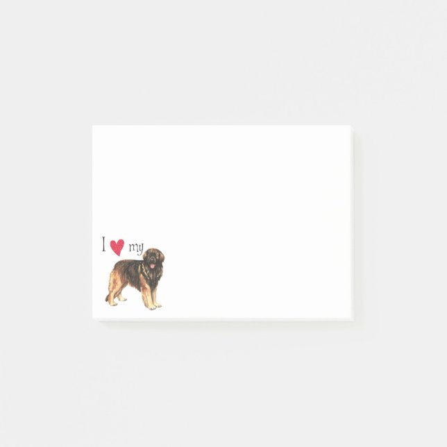Bloco Post-it Eu amo meu Leonberger (Frente)