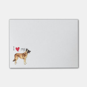 Bloco Post-it Eu amo meu Malinois belga