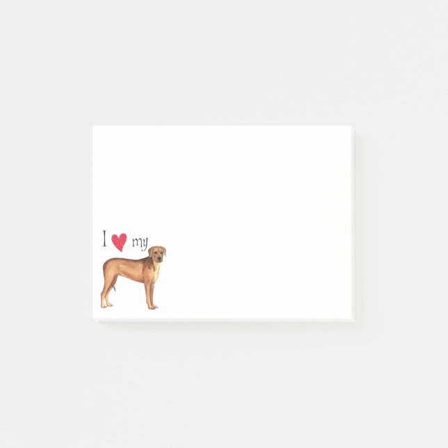 Bloco Post-it Eu amo meu Rhodesian Ridgeback (Frente)