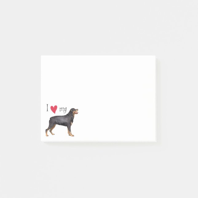 Bloco Post-it Eu amo meu Rottweiler (Frente)