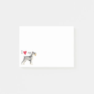 Bloco Post-it Eu amo meu Schnauzer diminuto