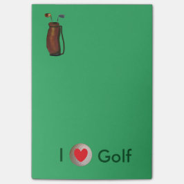 Bloco Post-it "Eu amo notas do Cargo-it® do golfe" 4 x 6