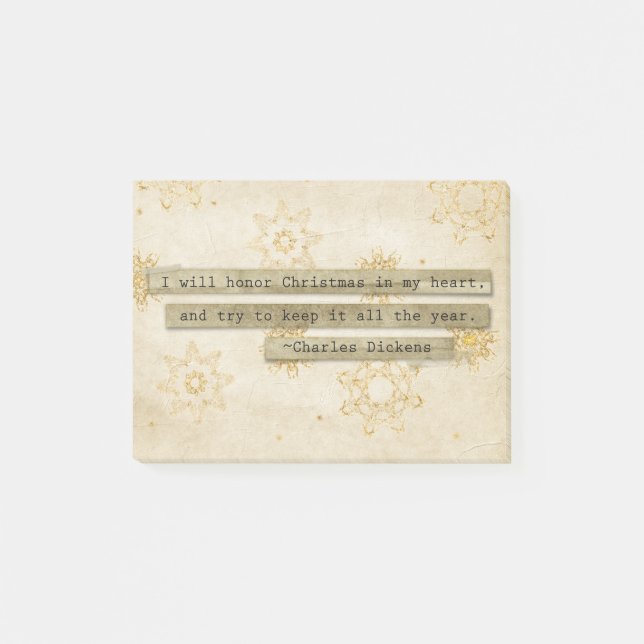 Bloco Post-it Eu honrarei o floco de neve de Charles Dickens do (Frente)