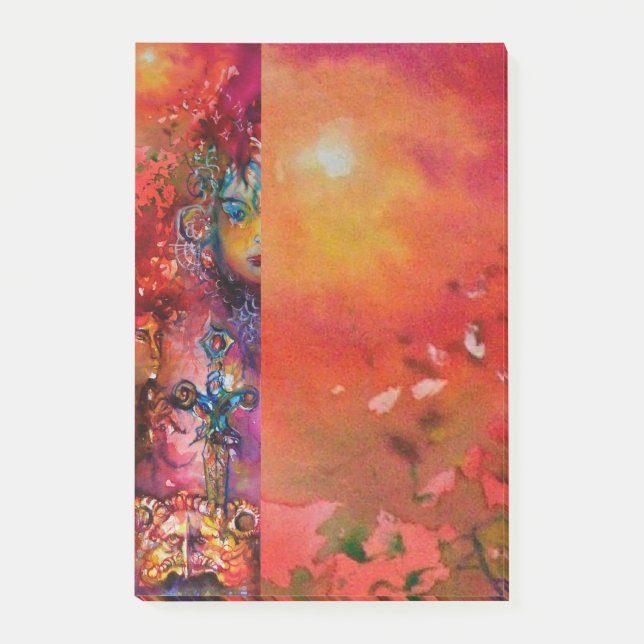 Bloco Post-it EXCALIBUR, RAINHA DA ESPADA MÁGICA Fantasy Red Yel (Frente)