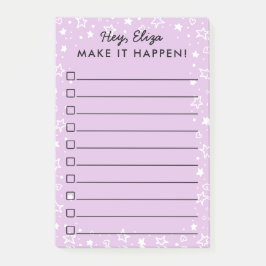 Bloco Post-it Faça-o acontecer os Doodles da estrela & do