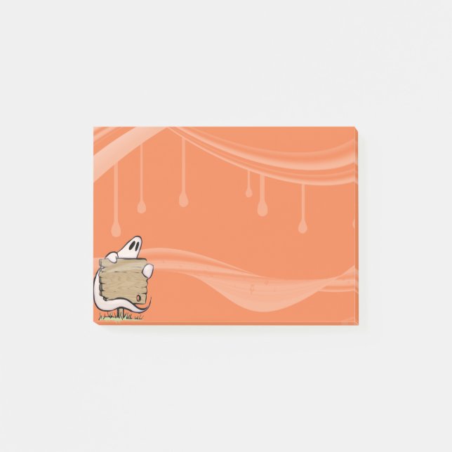 Bloco Post-it fantasma de Halloween (Frente)