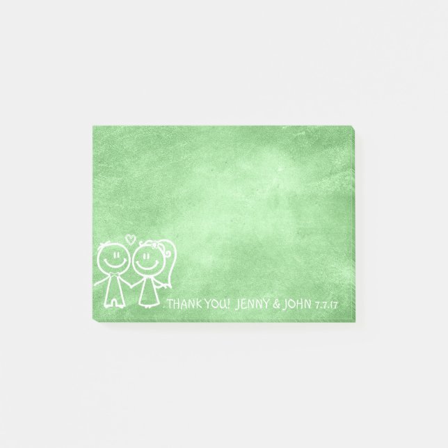 Bloco Post-it Favor De Casamento Obrigado Chalkboard Lemon Green (Frente)