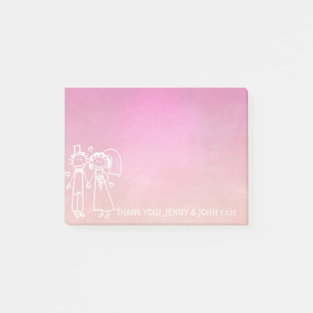 Bloco Post-it Favor De Casamento Obrigado Chalkboard Pink Ombre (Frente)