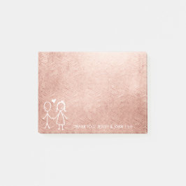 Bloco Post-it Favor De Casamento Obrigado Pastel Dourado Rosa