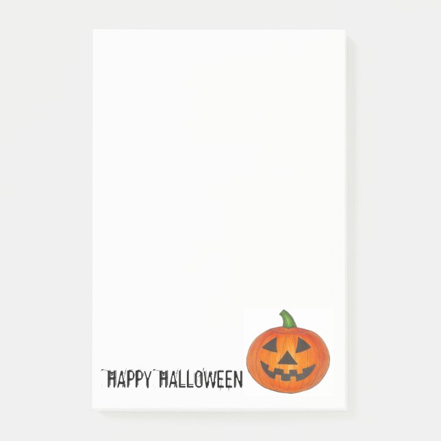 Bloco Post-it Feliz Halloween Laranja Pumpkin Jack o'Lanterna (Frente)