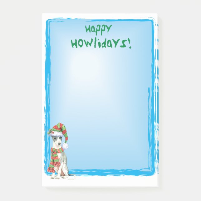 Bloco Post-it Feliz Howlidays Italiano Greyhound (Frente)