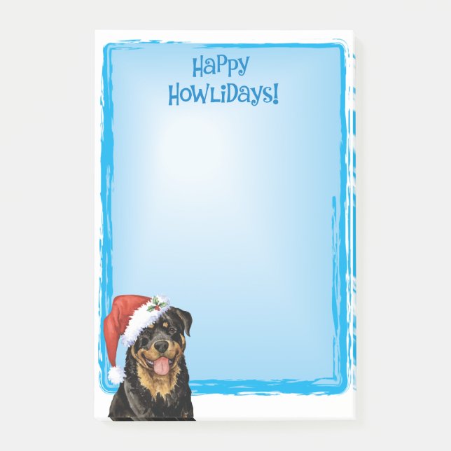 Bloco Post-it Feliz Howlidays Rottweiler (Frente)