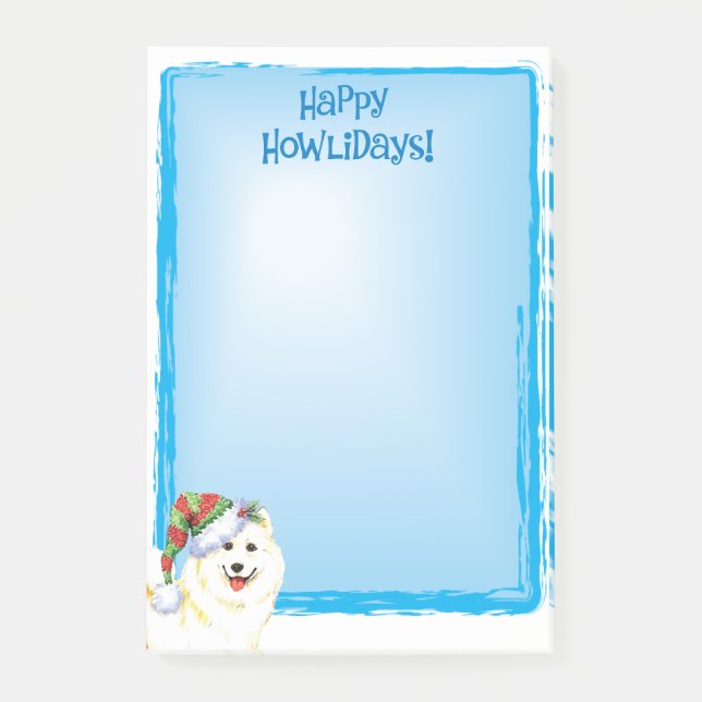 Bloco Post-it Feliz Howlidays Samoyed (Frente)
