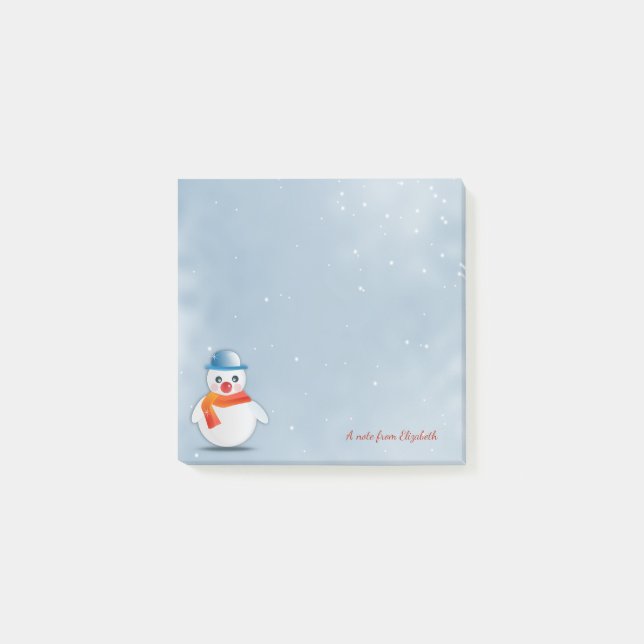 Bloco Post-it Feliz Natal, Boneco de Neve de Natal - Personaliza (Frente)