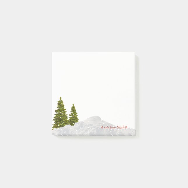 Bloco Post-it Feliz Natal,Neve de Árvore de Natal -Personalizada (Frente)