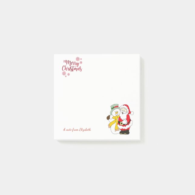 Bloco Post-it Feliz Natal,Papai Noel,Snowman Personalizado (Frente)