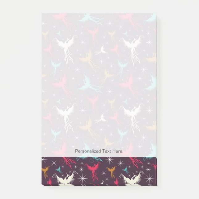 Bloco Post-it Figura teste padrão dos pássaros de Phoenix (Frente)