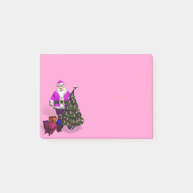 Bloco Post-it Fitas Rosa Santa Claus (Frente)