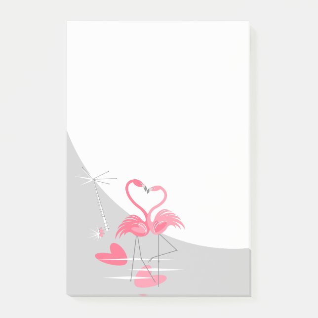 Bloco Post-it Flamingo Amor Grande notas adesivas Lua vertical (Frente)