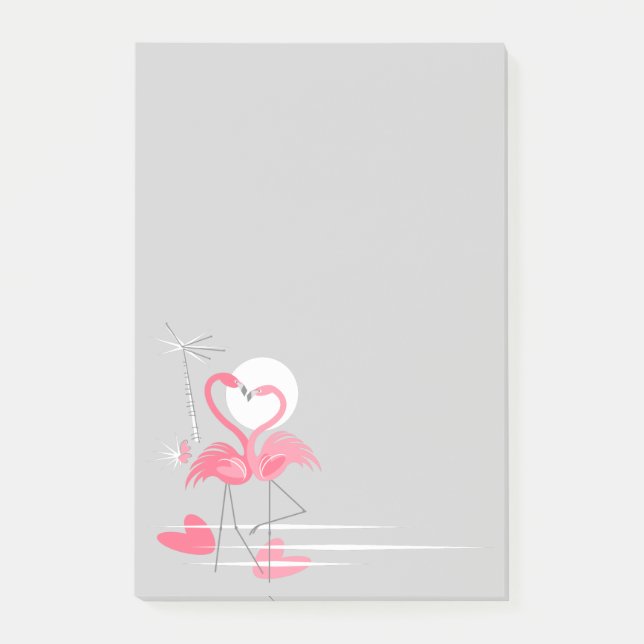 Bloco Post-it Flamingo Love Side posta-it anota vertical (Frente)
