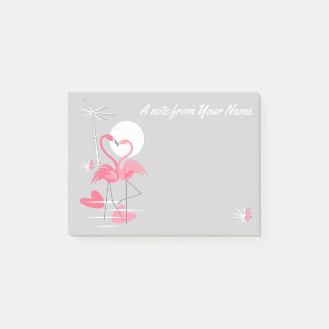 Bloco Post-it Flamingo Love Slim Text Notas de posto (Frente)