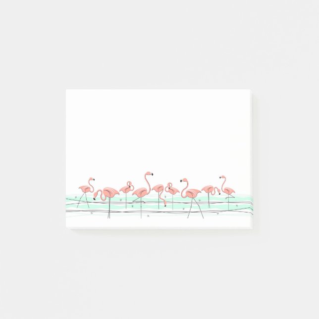 Bloco Post-it Flamingo Ocean Line (Frente)