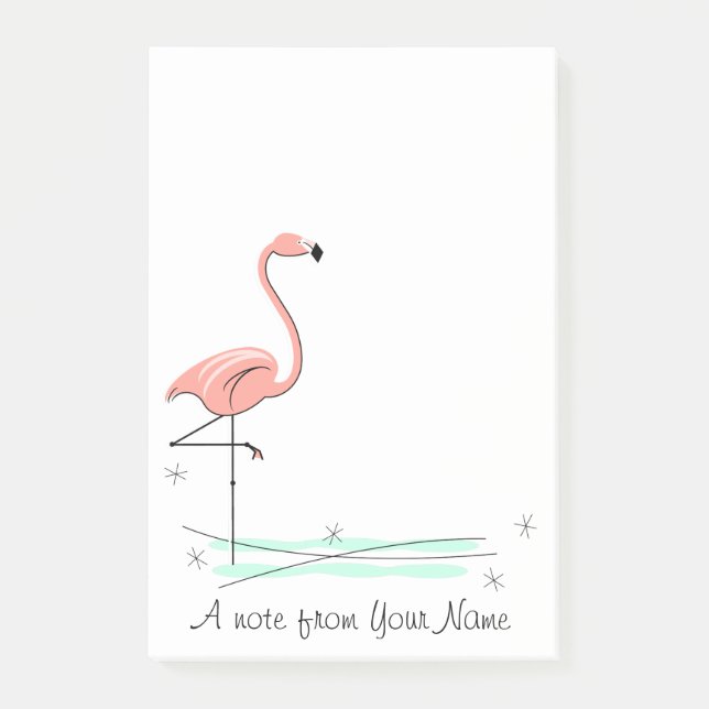 Bloco Post-it Flamingo Ocean "Text" vertical (Frente)