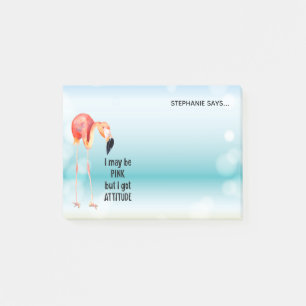 Bloco Post-it Flamingo rosa feminino com atitude personalizada