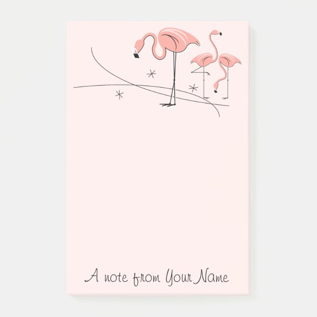 Bloco Post-it Flamingos cor-de-rosa Trio 3 "Texto" (Frente)