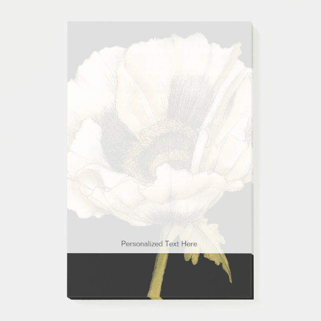 Bloco Post-it Flor de Creme Poppy no Fundo Preto (Frente)
