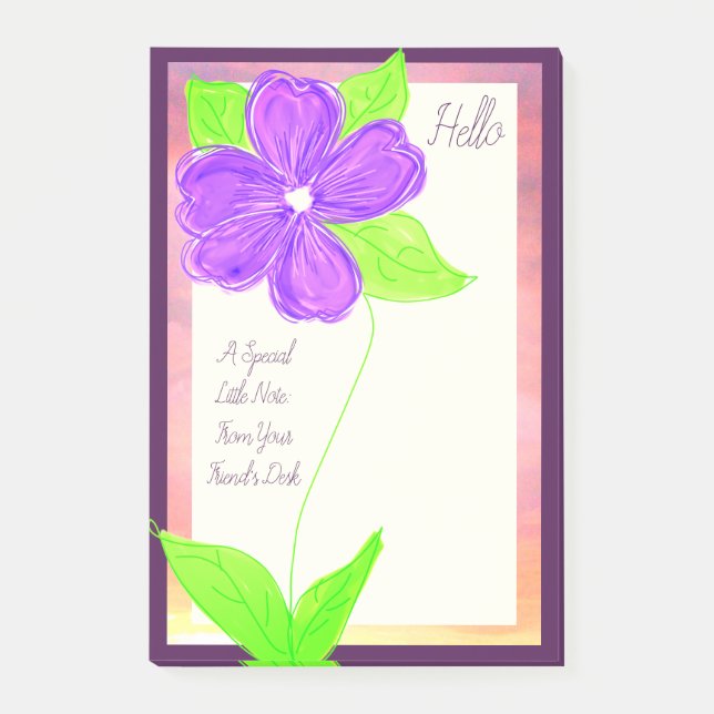 Bloco Post-it Flor Roxo Bloom (Frente)
