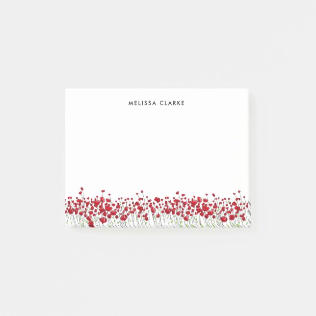 Bloco Post-it Floral vermelho do primavera das papoilas da (Frente)