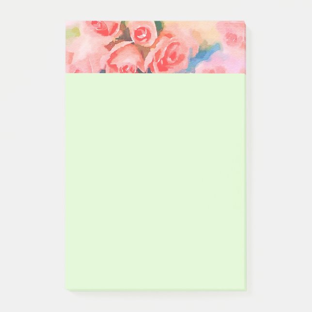 Bloco Post-it Flores de Aquarela Rosa e Amarela (Frente)