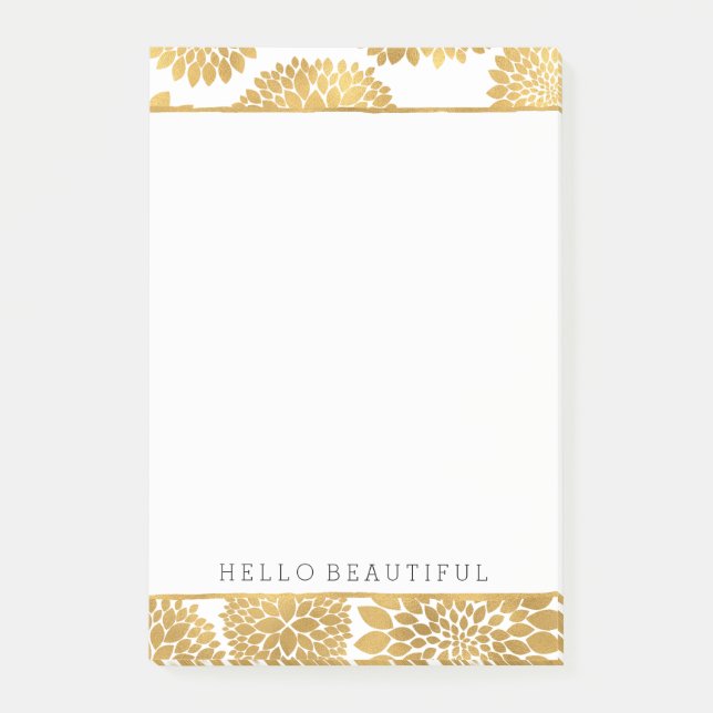 Bloco Post-it Flores Dourados chiques (Frente)