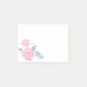 Bloco Post-it Flores rosa cor-de-rosa postam arte pintada